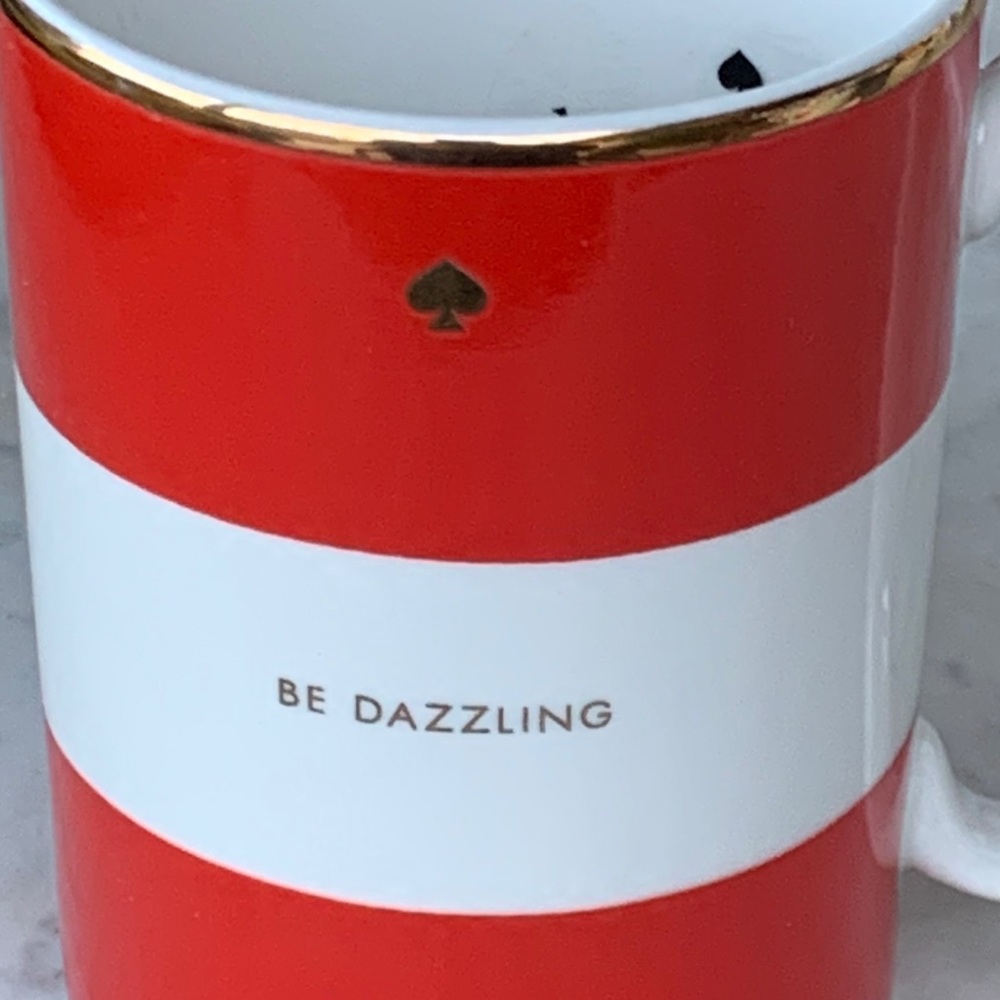 KATE SPADE NEW YORK BE DAZZLING MUG CUP LENOX RED STRIPE NEW - Picture 3 of 7